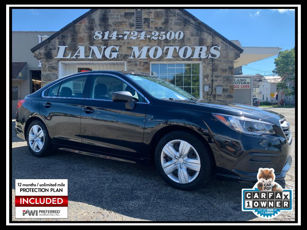 2019 Crystal Black Silica /Black Subaru Legacy 2.5i (4S3BNAB67K3) with an 2.5L H4 SOHC 16V engine, CVT transmission, located at 821 Market Street, Meadville, PA, 16335, (814) 724-2500, 41.641064, -80.152435 - EXTREMELY clean, CARFAX 1-owner vehicle!! Power windows & locks, keyless entry, Subaru STARLINK Multimedia system with XM/AUX/USB, front/rear floor mats, fold down rear seats, rear backup camera, EyeSight Driver Assist Technology(adaptive cruise), Lane Departure Warning, stability control, Rear Cros - Photo #0